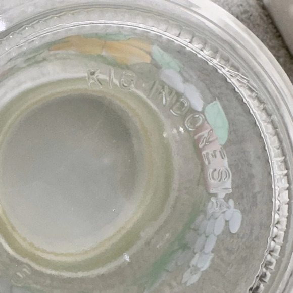 Vintage 80s KIG Indonesia Glass Fruit Flower Canister Set  (3) - Picture 7 of 12